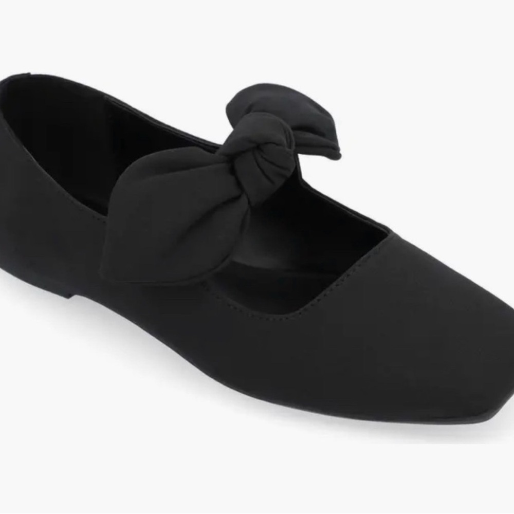 Journee Collection Seralinn Black Bow Mary Jane Flat